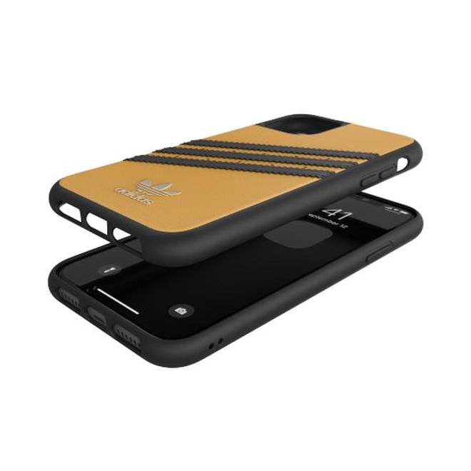 Adidas - iPhone 11 Hülle - Hardcase mit Kunstleder Oberfläche - Moulded - gelb/schwarz