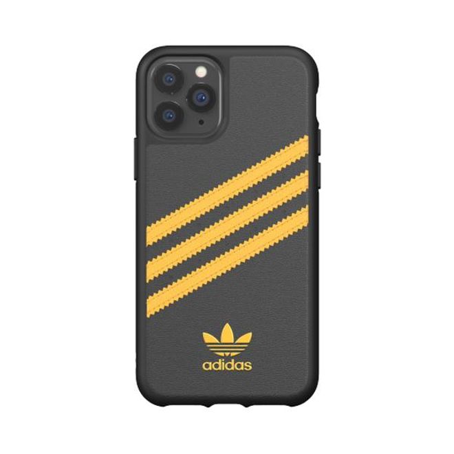 Adidas - iPhone 11 Pro Hülle - Hardcase mit Kunstleder Oberfläche - Moulded - schwarz/gelb