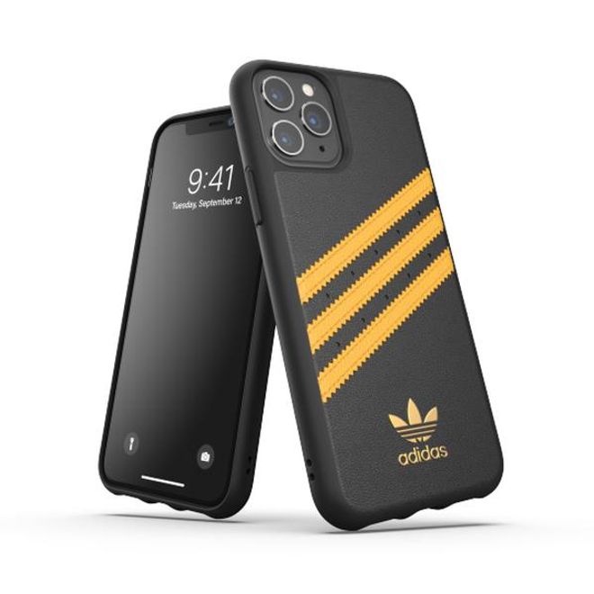 Adidas - iPhone 11 Pro Hülle - Hardcase mit Kunstleder Oberfläche - Moulded - schwarz/gelb