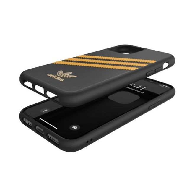 Adidas - iPhone 11 Pro Hülle - Hardcase mit Kunstleder Oberfläche - Moulded - schwarz/gelb