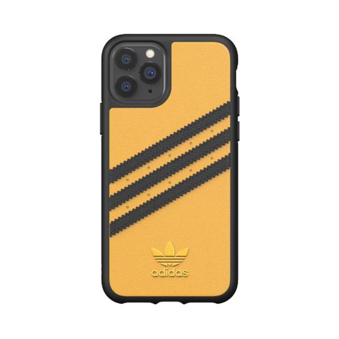 Adidas - iPhone 11 Pro Hülle - Hardcase mit Kunstleder Oberfläche - Moulded - gelb/schwarz