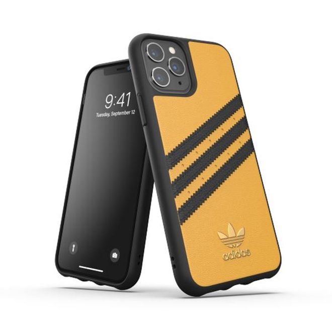 Adidas - iPhone 11 Pro Hülle - Hardcase mit Kunstleder Oberfläche - Moulded - gelb/schwarz