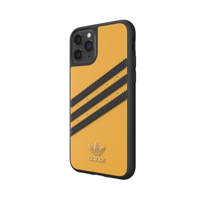 Adidas - iPhone 11 Pro Hülle - Hardcase mit Kunstleder Oberfläche - Moulded - gelb/schwarz