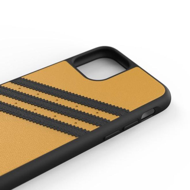 Adidas - iPhone 11 Pro Hülle - Hardcase mit Kunstleder Oberfläche - Moulded - gelb/schwarz