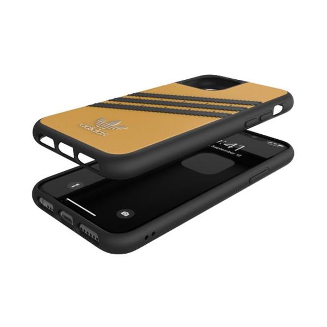 Adidas - iPhone 11 Pro Hülle - Hardcase mit Kunstleder Oberfläche - Moulded - gelb/schwarz
