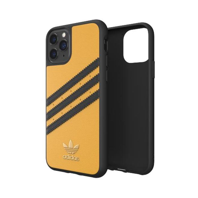 Adidas - iPhone 11 Pro Hülle - Hardcase mit Kunstleder Oberfläche - Moulded - gelb/schwarz