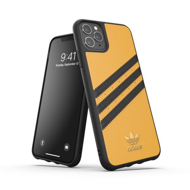 Adidas - iPhone 11 Pro Max Hülle - Hardcase mit Kunstleder Oberfläche - Moulded - gelb/schwarz