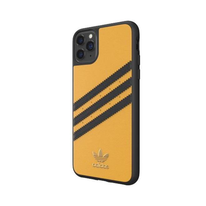 Adidas - iPhone 11 Pro Max Hülle - Hardcase mit Kunstleder Oberfläche - Moulded - gelb/schwarz
