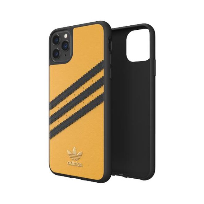 Adidas - iPhone 11 Pro Max Hülle - Hardcase mit Kunstleder Oberfläche - Moulded - gelb/schwarz