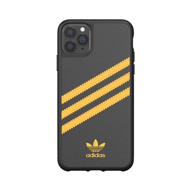Adidas - iPhone 11 Pro Max Hülle - Hardcase mit Kunstleder Oberfläche - Moulded - schwarz/gelb