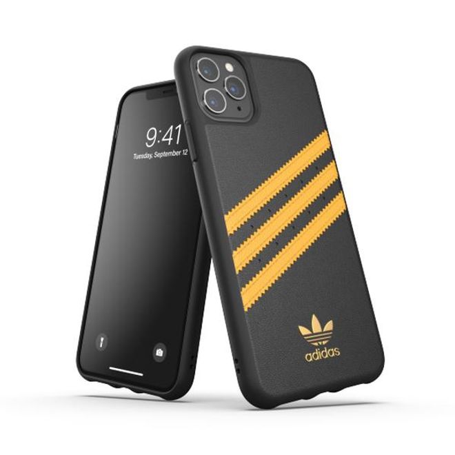 Adidas - iPhone 11 Pro Max Hülle - Hardcase mit Kunstleder Oberfläche - Moulded - schwarz/gelb