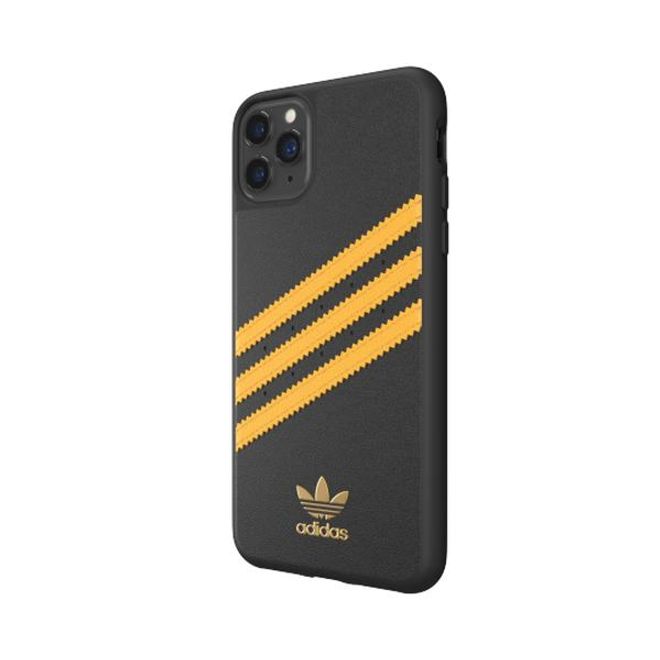 Adidas - iPhone 11 Pro Max Hülle - Hardcase mit Kunstleder Oberfläche - Moulded - schwarz/gelb
