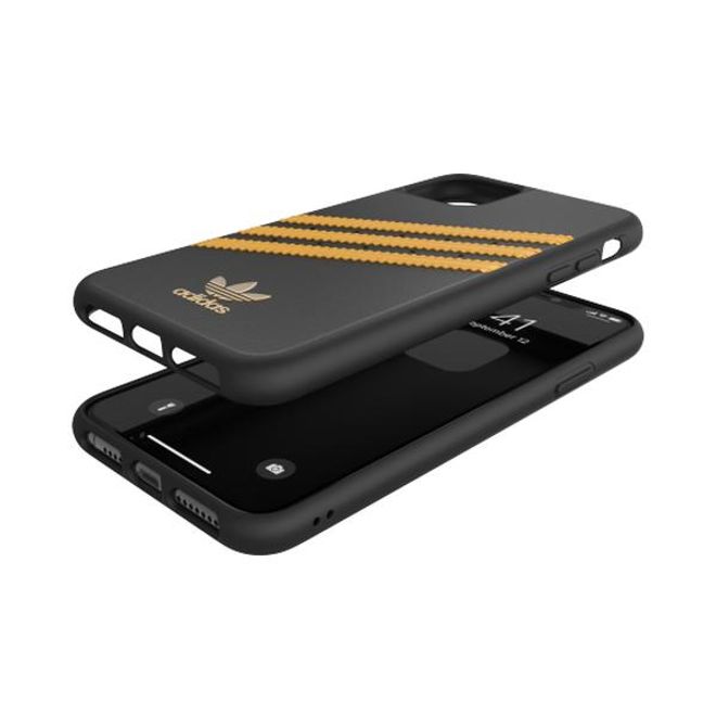 Adidas - iPhone 11 Pro Max Hülle - Hardcase mit Kunstleder Oberfläche - Moulded - schwarz/gelb