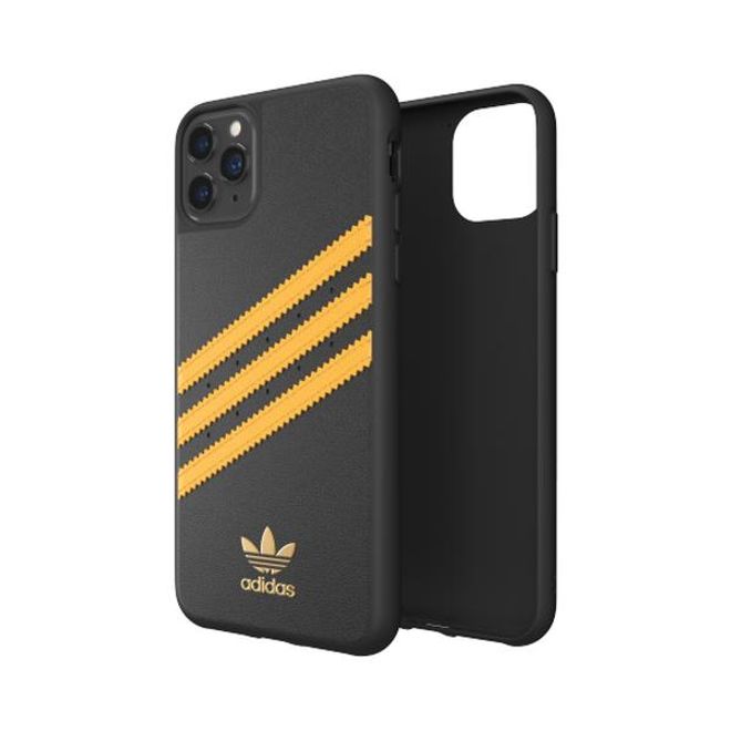 Adidas - iPhone 11 Pro Max Hülle - Hardcase mit Kunstleder Oberfläche - Moulded - schwarz/gelb