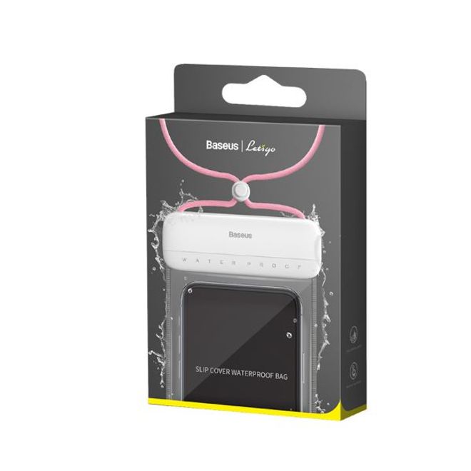 Baseus - Wasserdichtes Universal Cover für Smartphones bis 7.2 Zoll - Let's Go Series - weiss/pink