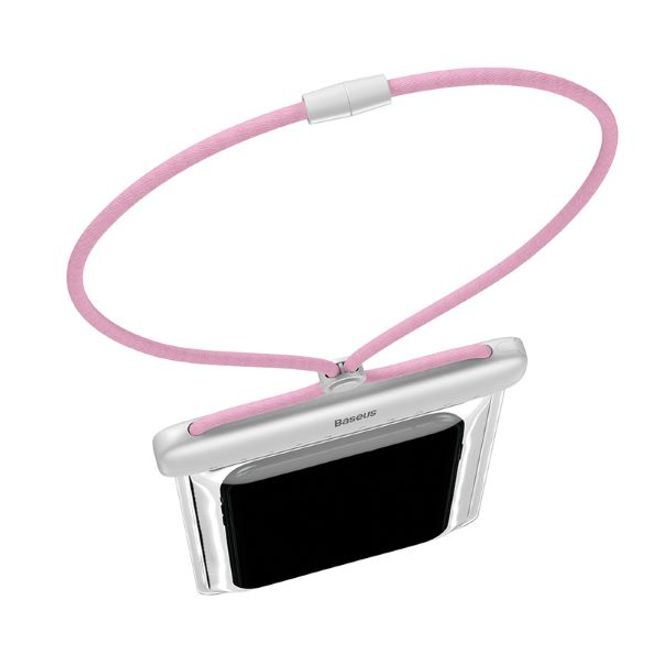 Baseus - Wasserdichtes Universal Cover für Smartphones bis 7.2 Zoll - Let's Go Series - weiss/pink