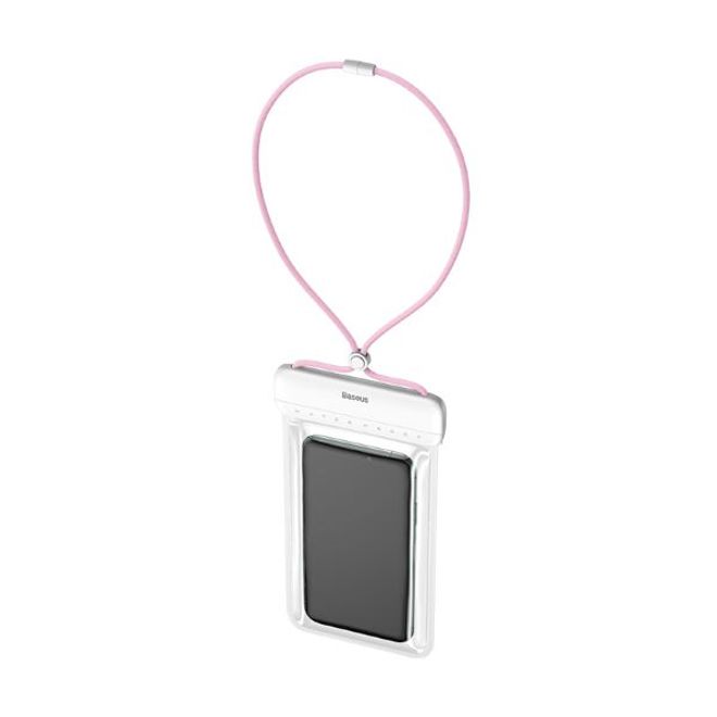 Baseus - Wasserdichtes Universal Cover für Smartphones bis 7.2 Zoll - Let's Go Series - weiss/pink