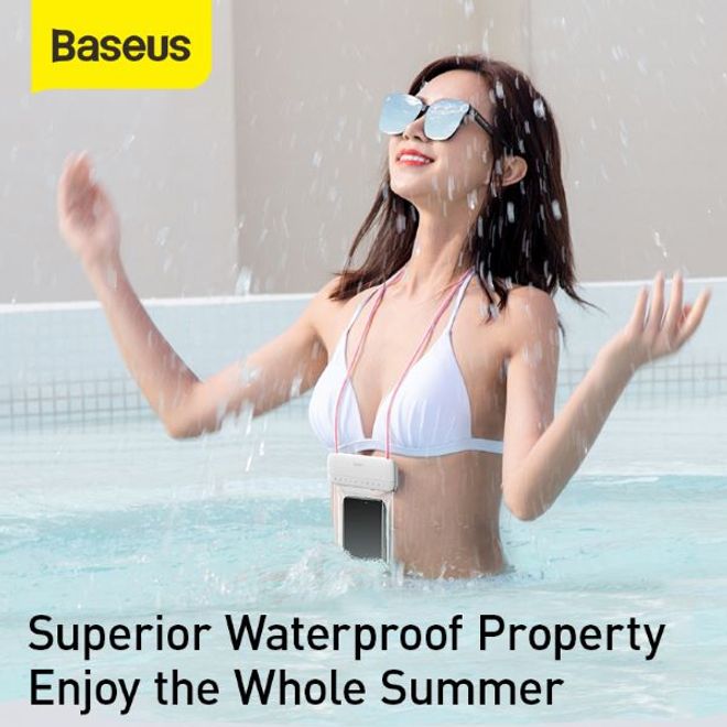 Baseus - Wasserdichtes Universal Cover für Smartphones bis 7.2 Zoll - Let's Go Series - weiss/pink