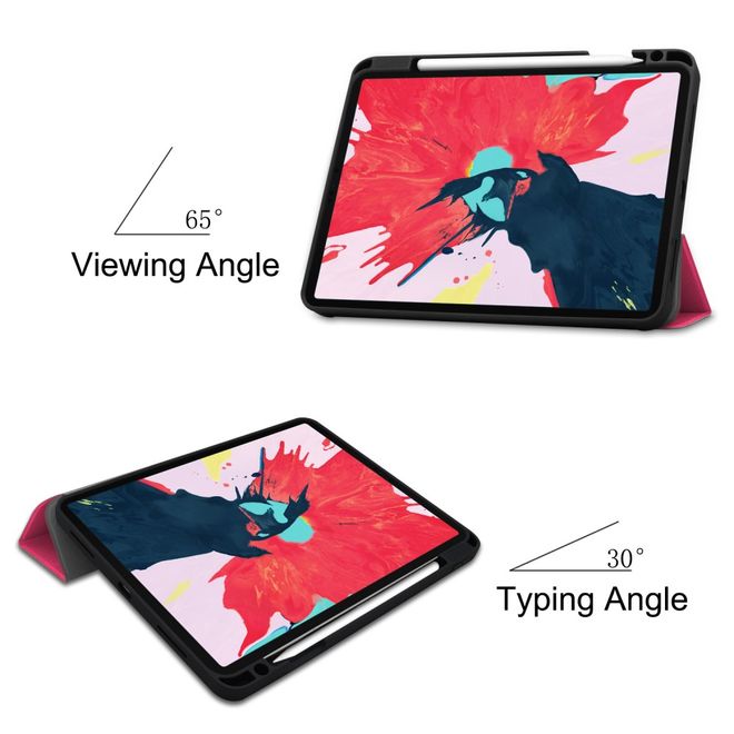 iPad Pro 11 (2022 / 2021 / 2020) Hülle - Dreifach faltbares Leder Case mit Stifthalterung - rosa
