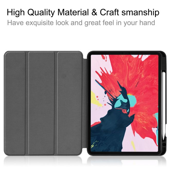 iPad Pro 11 (2022 / 2021 / 2020) Hülle - Dreifach faltbares Leder Case mit Stifthalterung - rosa