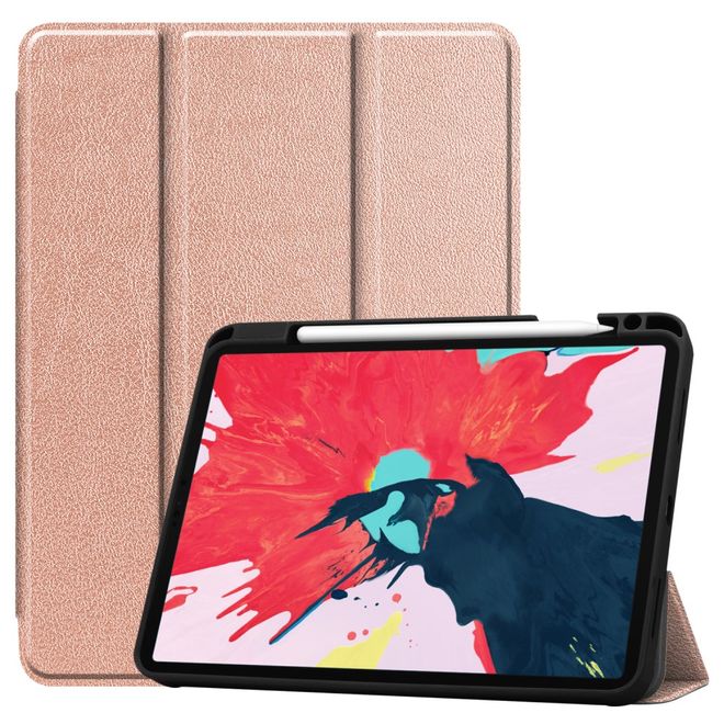iPad Pro 11 (2022 / 2021 / 2020) Hülle - Dreifach faltbares Leder Case mit Stifthalterung - gold