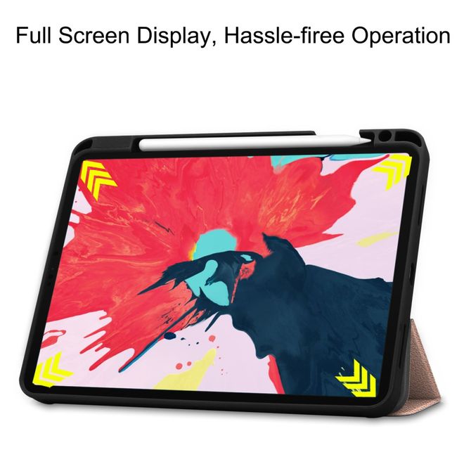 iPad Pro 11 (2022 / 2021 / 2020) Hülle - Dreifach faltbares Leder Case mit Stifthalterung - gold