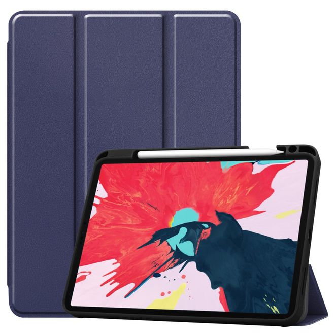 iPad Pro 11 (2022 / 2021 / 2020) Hülle - Dreifach faltbares Leder Case mit Stifthalterung - dunkelblau