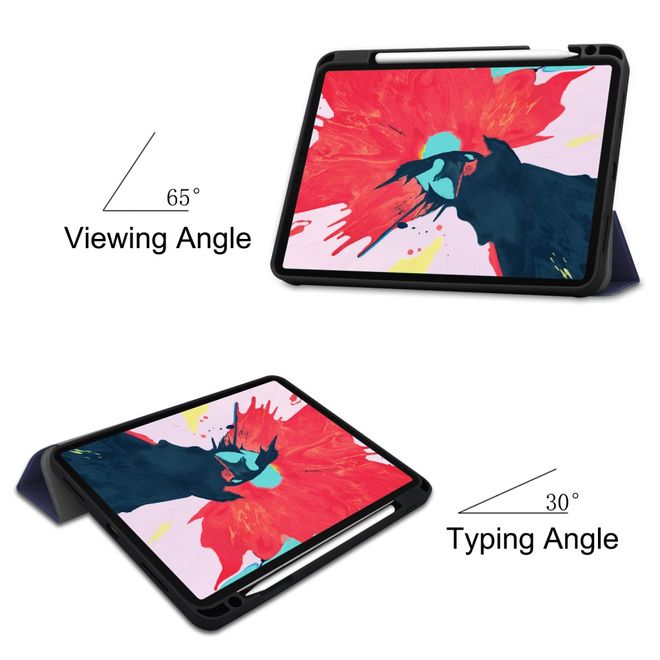 iPad Pro 11 (2022 / 2021 / 2020) Hülle - Dreifach faltbares Leder Case mit Stifthalterung - dunkelblau