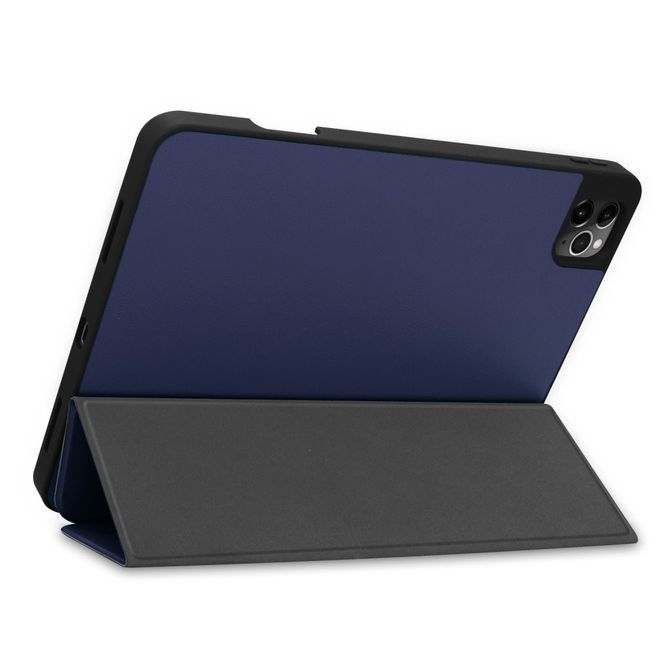 iPad Pro 11 (2022 / 2021 / 2020) Hülle - Dreifach faltbares Leder Case mit Stifthalterung - dunkelblau