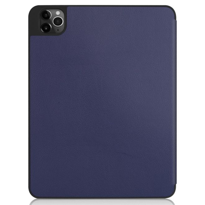 iPad Pro 11 (2022 / 2021 / 2020) Hülle - Dreifach faltbares Leder Case mit Stifthalterung - dunkelblau