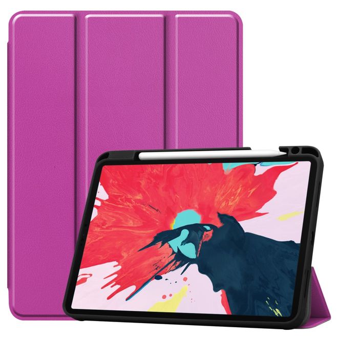 iPad Pro 11 (2022 / 2021 / 2020) Hülle - Dreifach faltbares Leder Case mit Stifthalterung - purpur