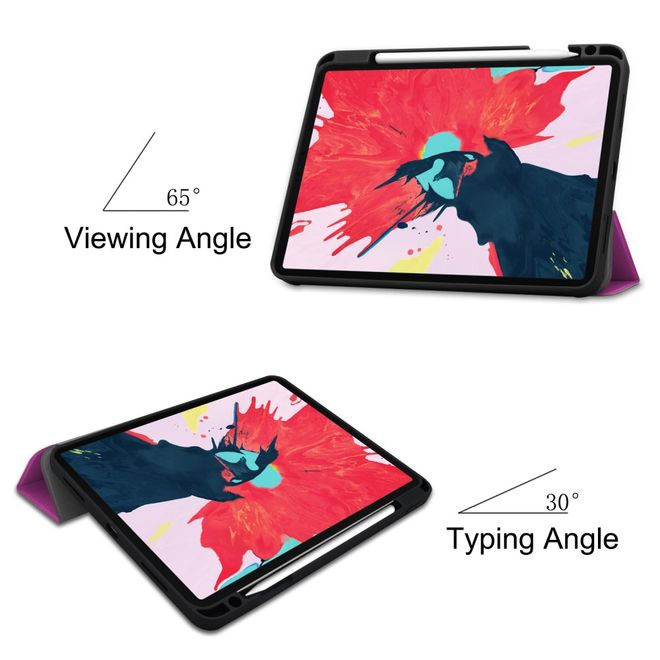 iPad Pro 11 (2022 / 2021 / 2020) Hülle - Dreifach faltbares Leder Case mit Stifthalterung - purpur