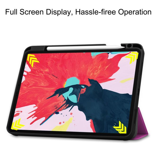 iPad Pro 11 (2022 / 2021 / 2020) Hülle - Dreifach faltbares Leder Case mit Stifthalterung - purpur