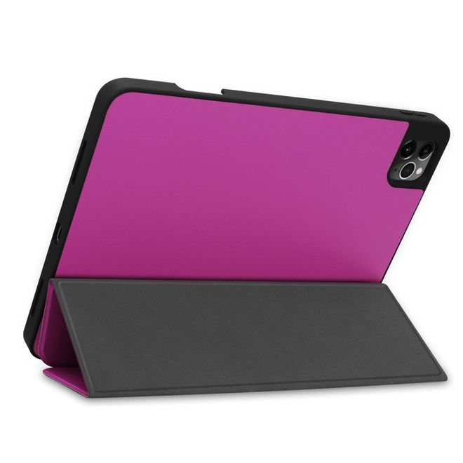 iPad Pro 11 (2022 / 2021 / 2020) Hülle - Dreifach faltbares Leder Case mit Stifthalterung - purpur