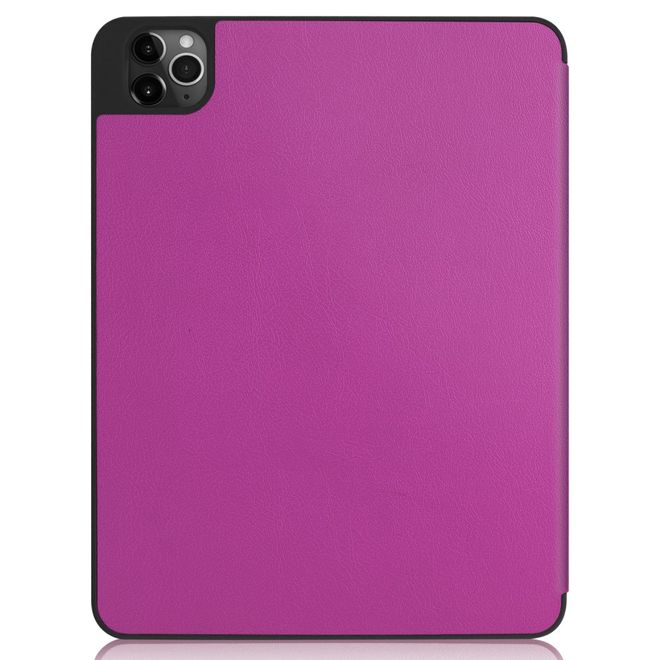 iPad Pro 11 (2022 / 2021 / 2020) Hülle - Dreifach faltbares Leder Case mit Stifthalterung - purpur