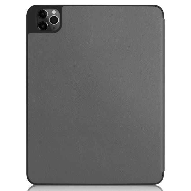 iPad Pro 12.9 (2020) Case - Tri-fold Leather Case with Pen Holder - Grey