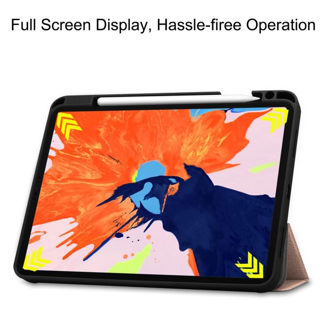 iPad Pro 12.9 (2020) Case - Tri-fold Leather Case with Pen Holder - Gold
