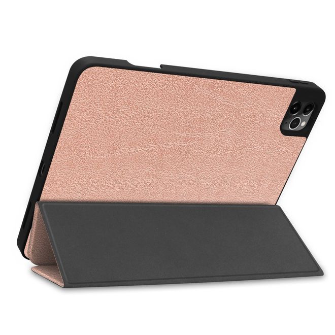 iPad Pro 12.9 (2020) Case - Tri-fold Leather Case with Pen Holder - Gold