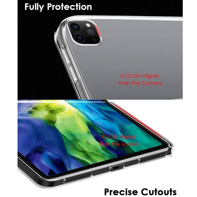 Étui pour tablette iPad Pro 12,9 pouces (2020) - Coque souple en TPU - Transparent