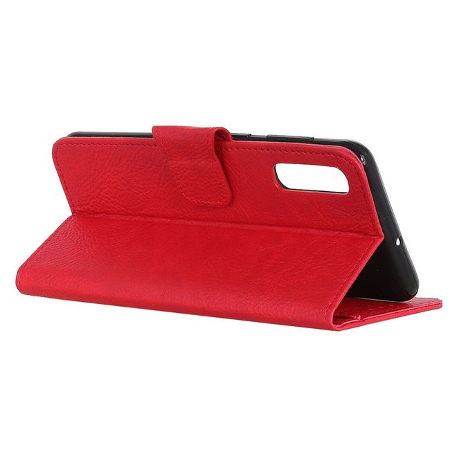 Sony Xperia 10 II Handy Hülle - Litchi Leder Bookcover Series - rot