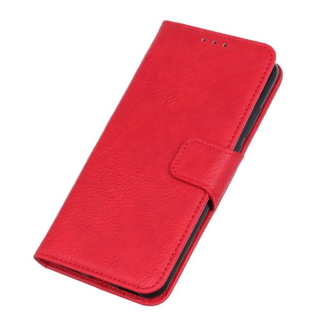 Sony Xperia 10 II Handy Hülle - Litchi Leder Bookcover Series - rot