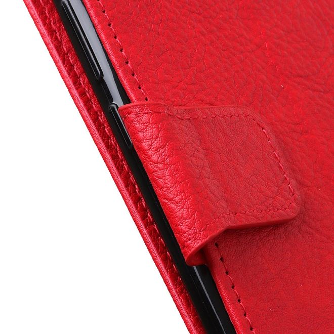 Sony Xperia 10 II Handy Hülle - Litchi Leder Bookcover Series - rot