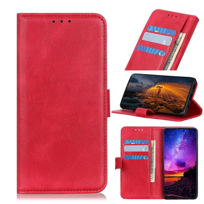 Xiaomi Mi 10 / Mi 10 Pro Handy Hülle - Litchi IV Leder Bookcover Series - rot