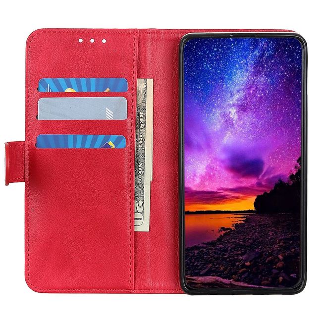 Xiaomi Mi 10 / Mi 10 Pro Handy Hülle - Litchi IV Leder Bookcover Series - rot