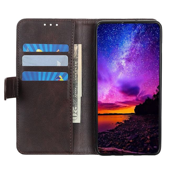 Xiaomi Mi 10 / Mi 10 Pro Handy Hülle - Litchi IV Leder Bookcover Series - kaffeefarben