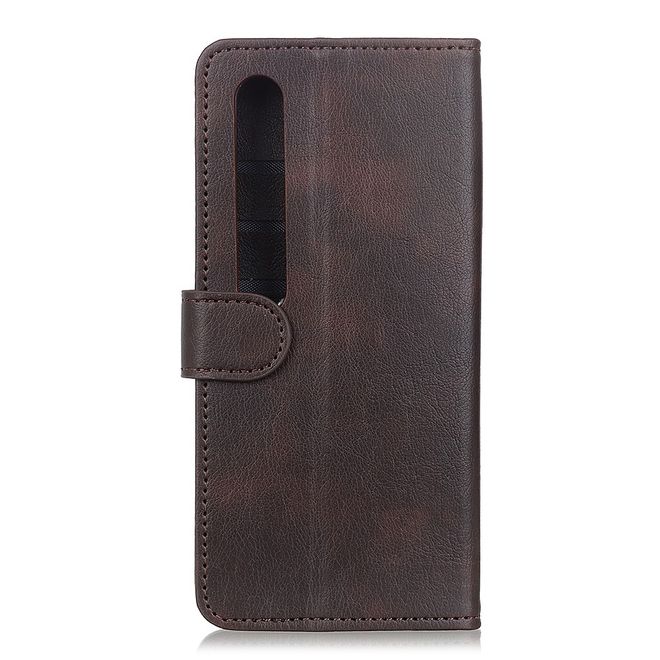 Xiaomi Mi 10 / Mi 10 Pro Handy Hülle - Litchi IV Leder Bookcover Series - kaffeefarben