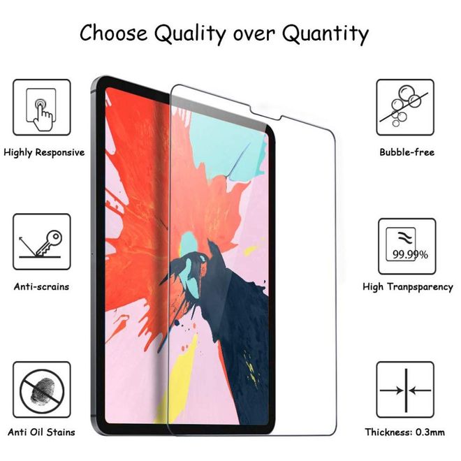 iPad Pro 12.9 (2022 / 2021 / 2020) Protective Glass Screen Protector - Tempered Glass - 0.3mm thick - transparent