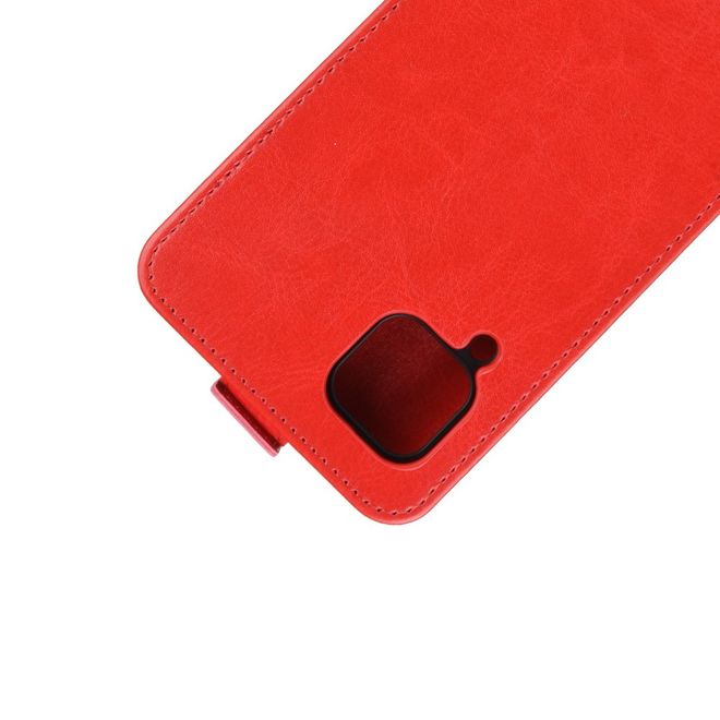 Huawei P40 Lite Handyhülle - Crazy Horse Leder Flipcase - vertikal - rot