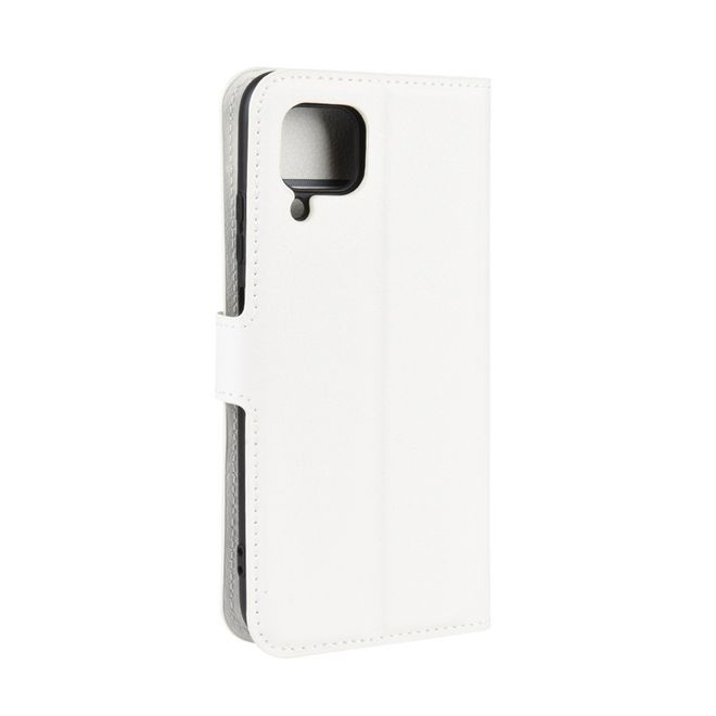 Huawei P40 Lite Handy Hülle - Litchi Leder Bookcover Series - weiss