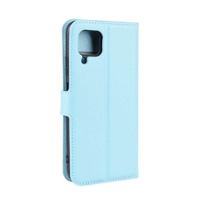 Huawei P40 Lite Handy Hülle - Litchi Leder Bookcover Series - blau